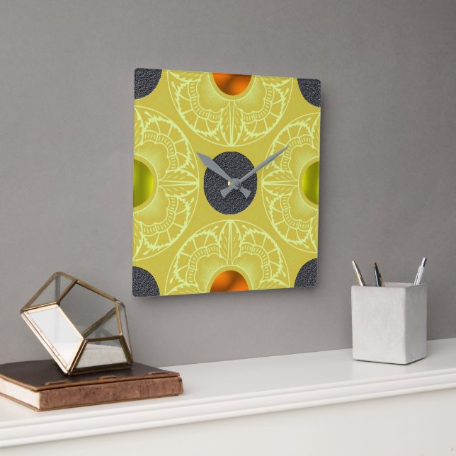 Contemporary Art Deco–inspired  Square Wall Clock (Office)