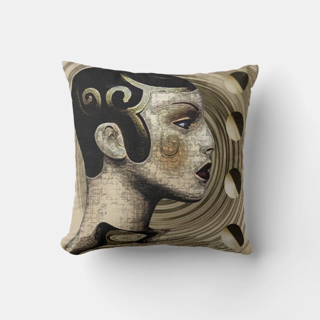Contemporary Art Deco–Nouveau Fusion  Throw Pillow (Front)