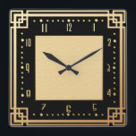 Contemporary Art Deco Style Square Wall Clock<br><div class="desc">Here is another deco style clock face that I made. This is a contemporary style art deco clock, with a deco style surround. A great clock to set off your living room. The numbers on this clock are in an art deco font. A smart sophisticated wall clock for your home....</div>