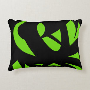 Contemporary Art Green / Black Accent Pillow