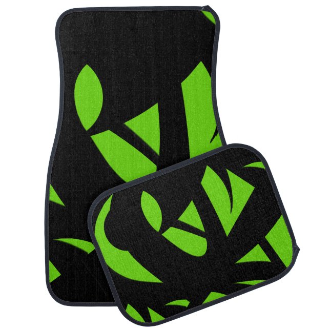 Contemporary Art Green / Black Car Floor Mat (Set)