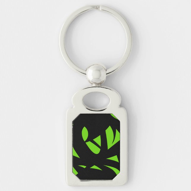 Contemporary Art Green / Black Keychain (Front)