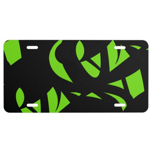 Contemporary Art Green  Black License Plate