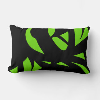 Contemporary Art Green / Black Lumbar Pillow
