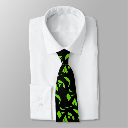 Contemporary Art Green  Black Neck Tie