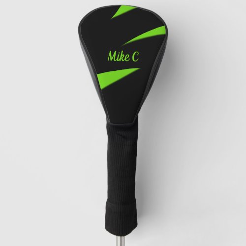 Contemporary Art Green  Black Personal Golf Head Cover
