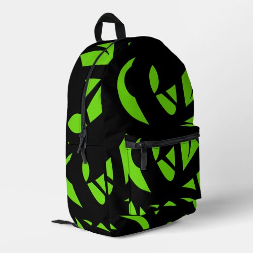 Contemporary Art Green  Black Printed Backpack