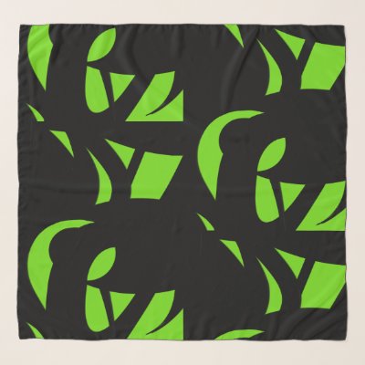 Contemporary Art Green / Black Scarf