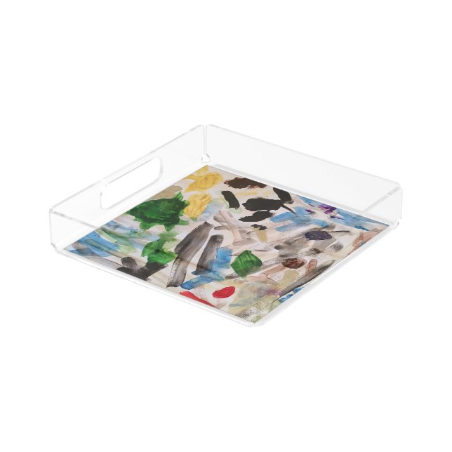 Contemporary Art Lucite Tray by KeyAesthetics (Angled)