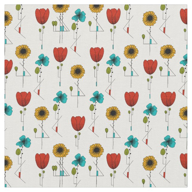 Contemporary Art Noveau Floral Pattern Fabric (Close Up)