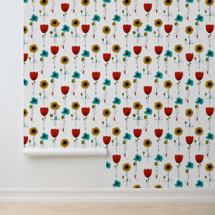 Contemporary Art Noveau Floral Pattern Wallpaper