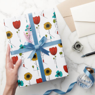 Contemporary Art Noveau Floral Pattern Wrapping Paper