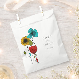 Contemporary Art Noveau Floral Wedding Favor Bag