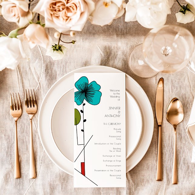 Contemporary Art Noveau Floral Wedding Program (Creator Uploaded)