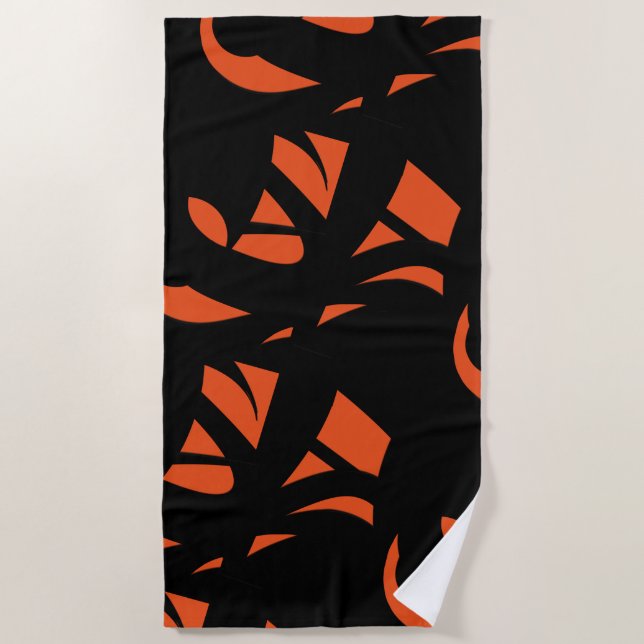 Contemporary Art Orange / Black Beach Towel (Front)