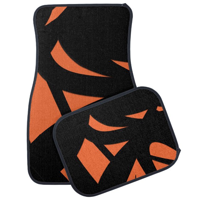 Contemporary Art Orange / Black Car Mat (Set)