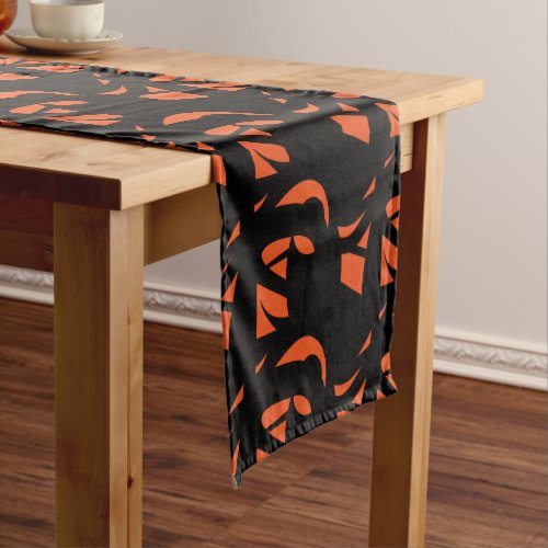 Contemporary Art Orange  Black Long Table Runner