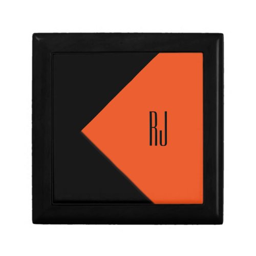 Contemporary Art Orange  Black Monogram Gift Box