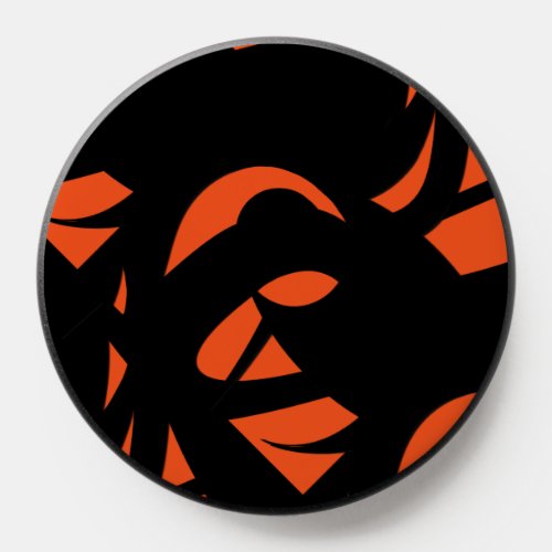 Contemporary Art Orange  Black PopSocket
