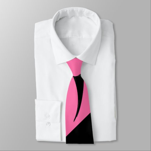 Contemporary Art Pink  Black Neck Tie