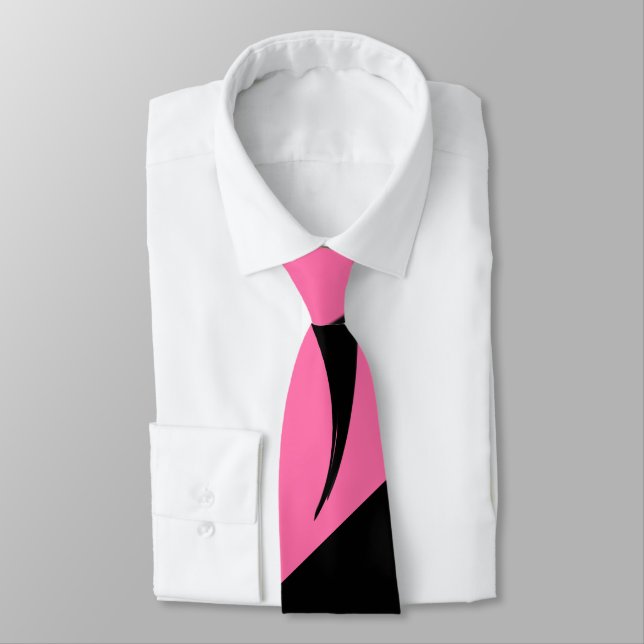 Contemporary Art Pink / Black Neck Tie (Tied)