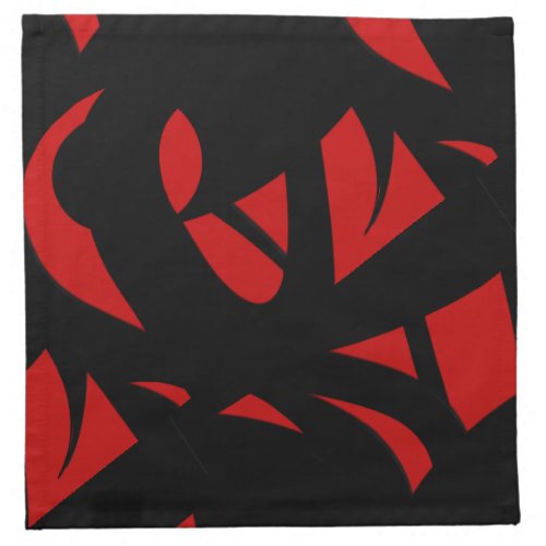 Contemporary Art Red  Black Cloth Napkin