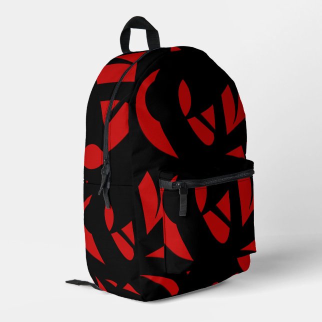 Contemporary Art Red / Black Printed Backpack (Back Corner Left)