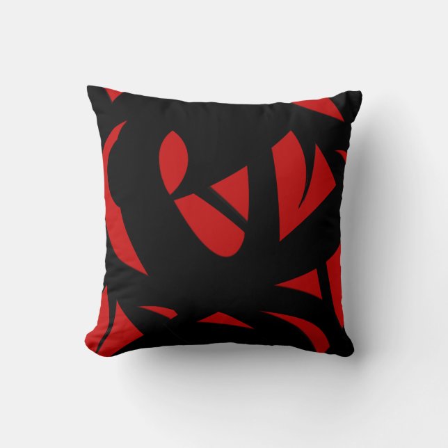 Contemporary Art Red / Black Throw Pillow (Front)