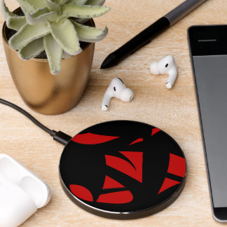 Contemporary Art Red / Black Wireless Charger