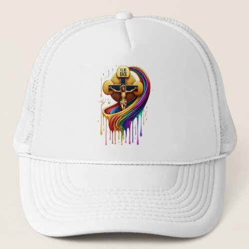 Contemporary Artistic Design of Crucified Figure Trucker Hat