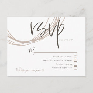 Contemporary Arty Circular Lines Wedding RSVP Postcard