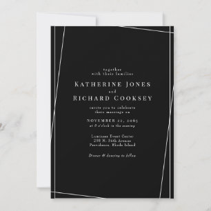 Contemporary B/W Geometric No Parents Wedding Invitation