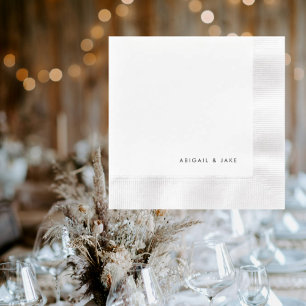 Contemporary B/W Personalized Names Coined Wedding Napkins