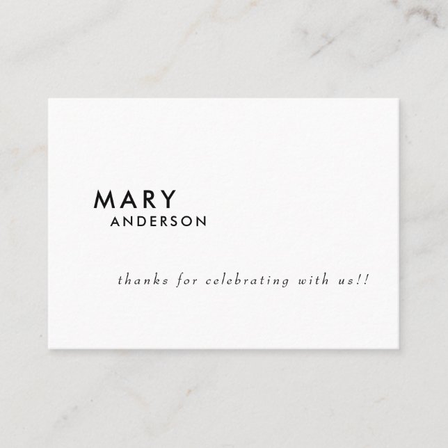 Contemporary B/W Personalized Wedding Place Card (Front)