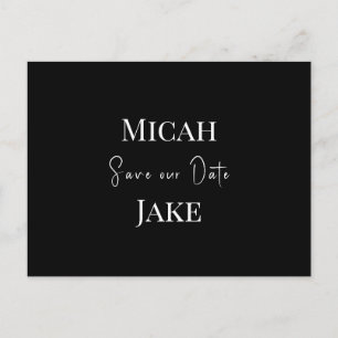 Contemporary B/W  Wedding Save our Date Postcard
