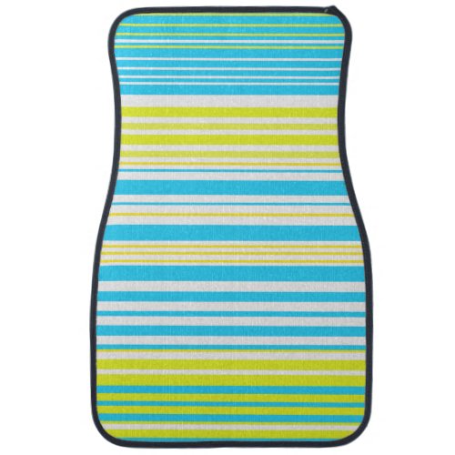 Contemporary baby blue yellow and white stripes car floor mat