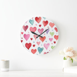 Contemporary Baby Girl Nursery Heart Pattern Large Clock