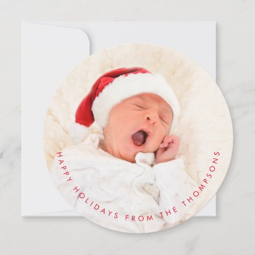Contemporary Baby Photo Circular Merry Christmas Holiday Card