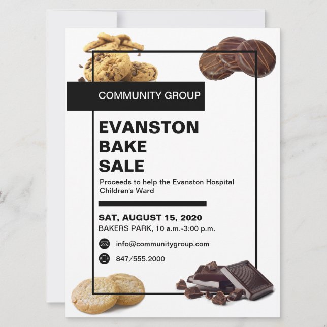 contemporary bake sale flyer invitation (Front)