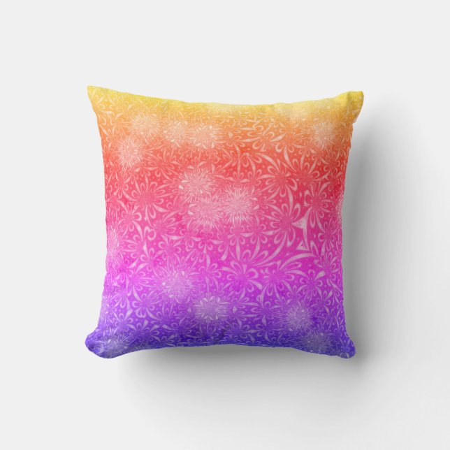 Contemporary Batik Motif Flowers and Firework Throw Pillow (Front)