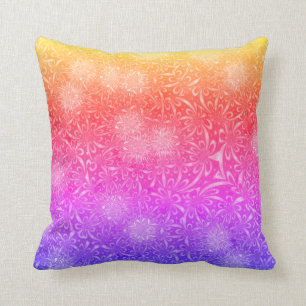 Contemporary Batik Motif Flowers and Firework Throw Pillow