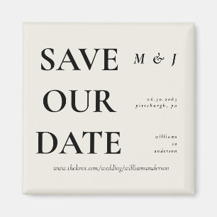 Contemporary Beige Monogram Save Our Date Magnet