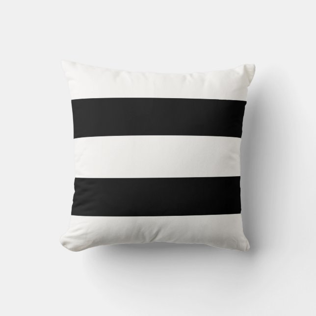 Contemporary Big Black and White Stripe Throw Pillow (Front)