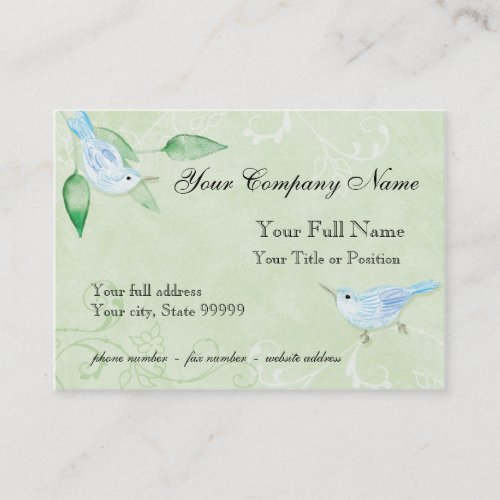 Contemporary Birds 'n Swirls Green Business Cards