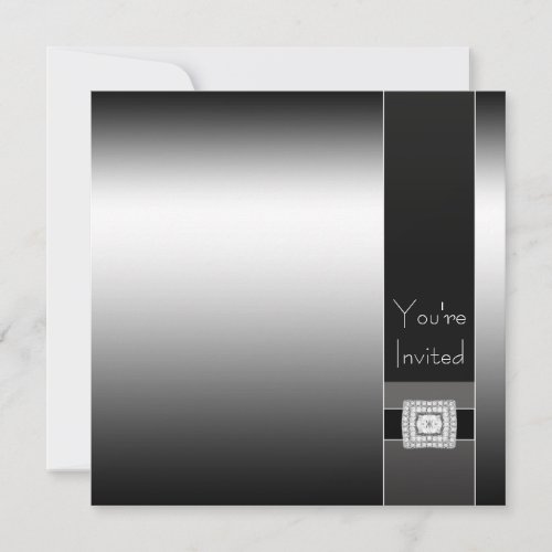 Contemporary Black and Silver Birthday Party Personalized Invitation