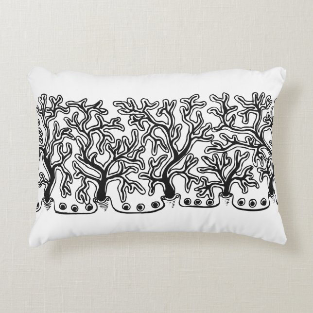 Contemporary Black and White Abstract Joshua Tree Decorative Pillow (Front)