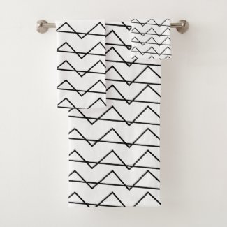 Contemporary Black and White Chevron Stripe 