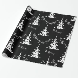Contemporary Black and White Christmas Wrapping Paper