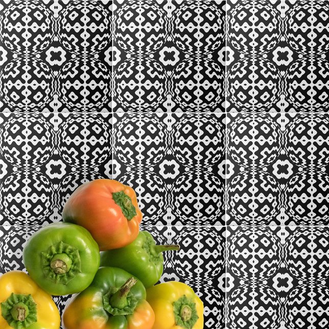 Contemporary Black And White Geometric Op Art  Ceramic Tile (Creator Uploaded)