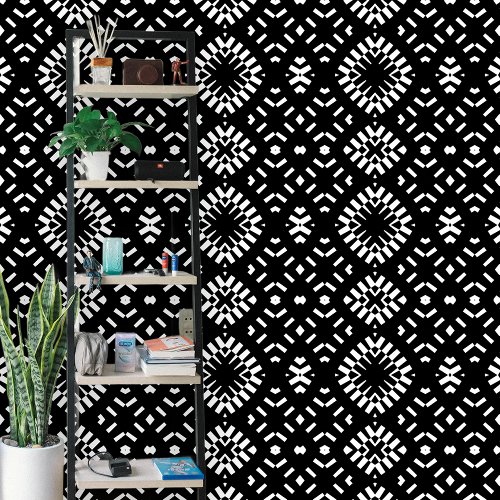 Contemporary Black and White Geometric Pattern Wallpaper